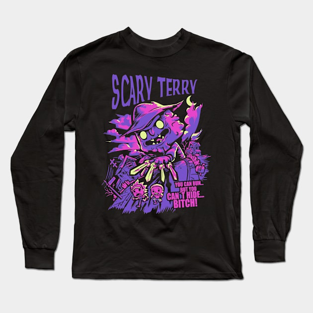 Scary Terry Graphic Design Long Sleeve T-Shirt by Planet of Tees